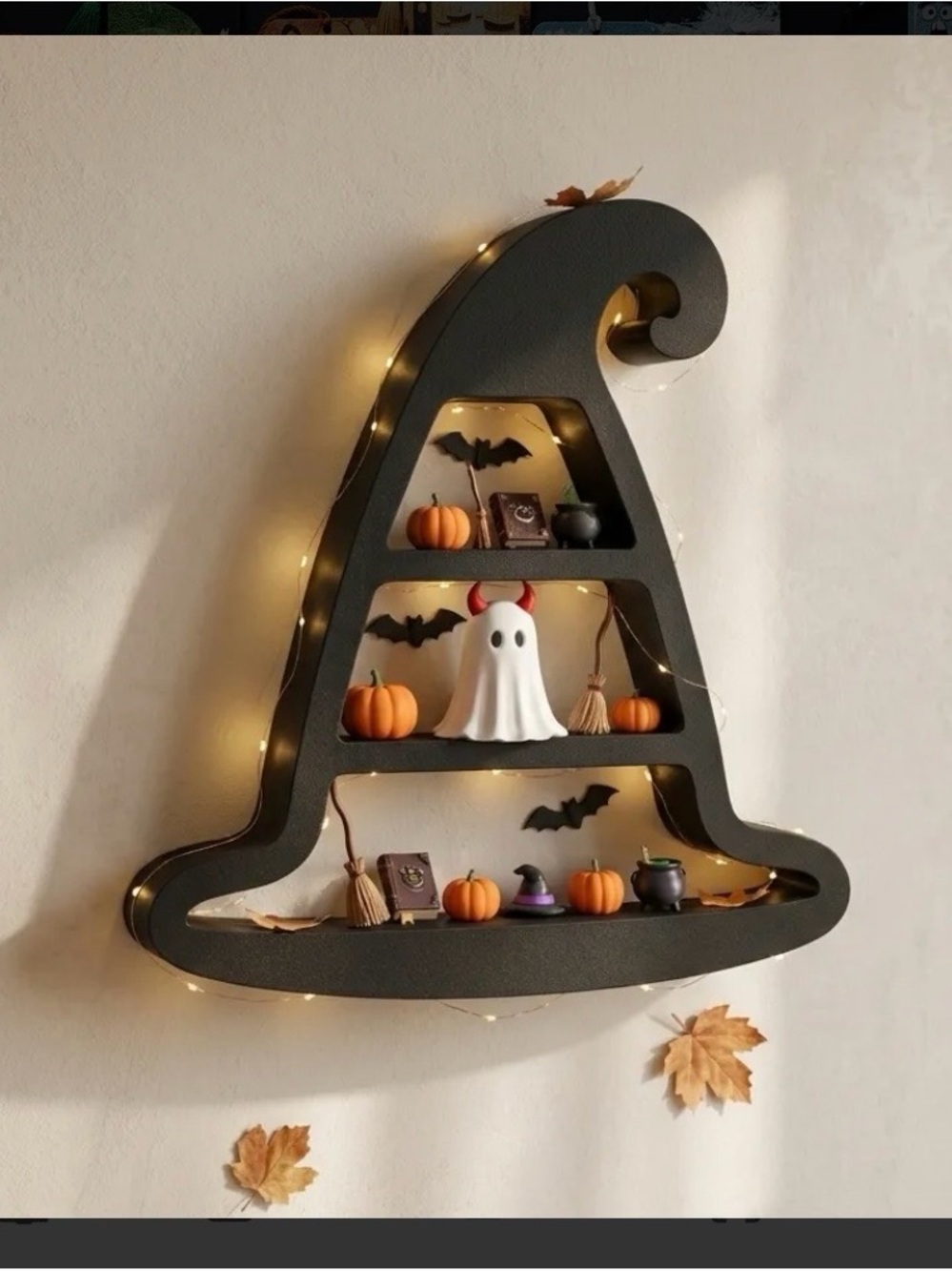 Black Witch Hat Wall or table Shelf with Halloween Accent!
